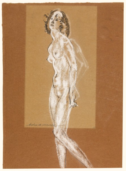 Standing Female Nude, 1882/93, Arthur B. Davies, American, 1862-1928, United States, Black crayon