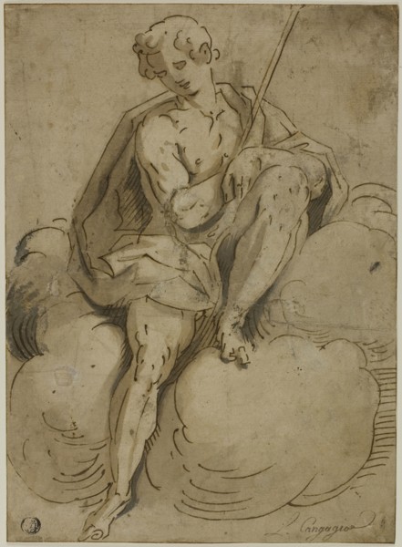 Seated Saint John the Baptist, 1560/70, School of Luca Cambiaso, Italian, 1527-1585, Italy, Pen and