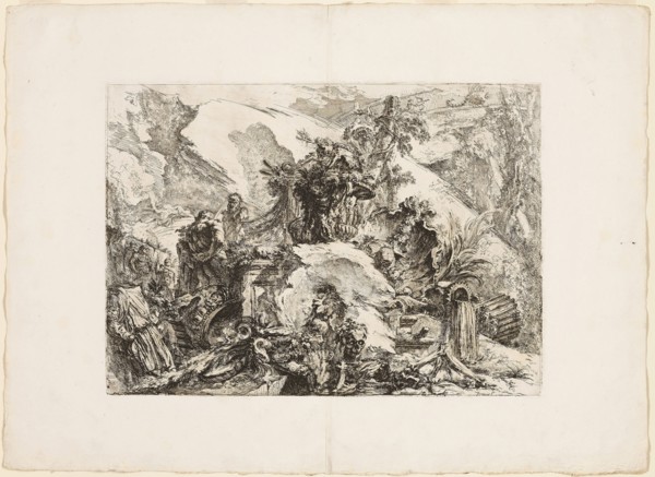 The Skeletons, 1750, Giovanni Battista Piranesi, Italian, 1720-1778, Italy, Etching on heavy ivory