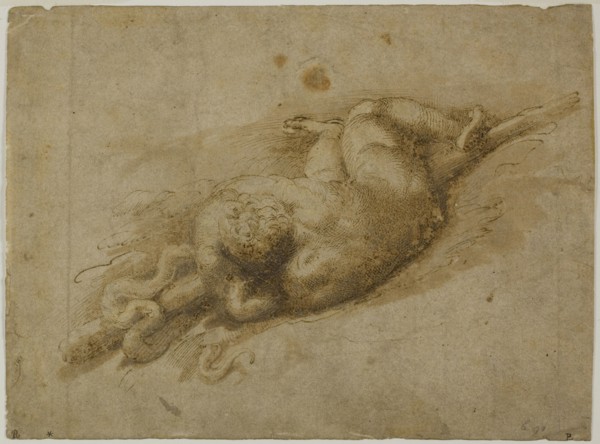 Infant Hercules (recto), Standing Putto with Hand to Chin (verso), 1523/1540, Follower of Francesco