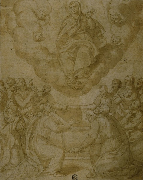 Assumption of the Virgin, n.d., Italian, Second half of the 16th Century, Italy, Pen and brown ink