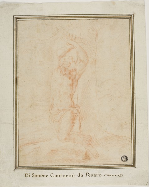 Saint Sebastian, c. 1639, Attributed to Simone Cantarini, Italian, 1612-1648, Italy, Red chalk on