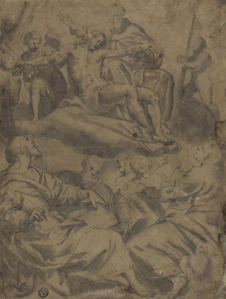 Four Evangelists and the Vision of God Holding the Dead Christ with the Instruments of the Passion,