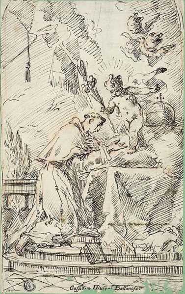 Saint Anthony of Padua and the Infant Jesus, n.d., Gaspare Diziani, Italian, 1689-1767, Italy, Pen