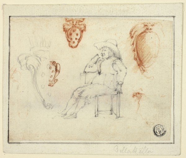 Sketches of Seated Man, Medici Coats of Arms, n.d., Attributed to Stefano della Bella, Italian,