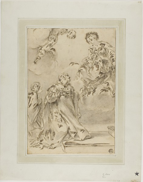 Madonna and Child Appearing to Male Saint, n.d., Possibly after Ciro Ferri (Italian, 1634-1689),