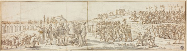 Pope Visiting Construction Site of a Bridge, n.d., Possibly attributed to Ciro Ferri (Italian,