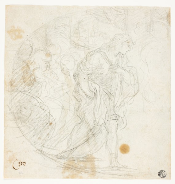 Unidentified Biblical Scene (recto), Sketches (verso), n.d., Possibly Ciro Ferri (Italian,