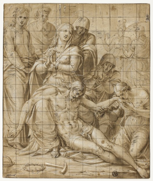 Deposition, 1540/46, Luca Penni, Italian, 1500/04-1557, Italy, Pen and brown ink and brush and