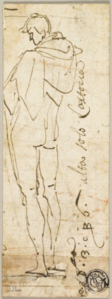 Standing Male Nude, 1680/99, After Andrea del Sarto, Italian, 1486-1530, Italy, Pen and brown ink,