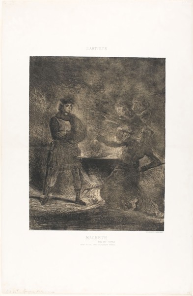 Macbeth and the Witches, 1825, Eugène Delacroix, French, 1798-1863, France, Lithograph from two