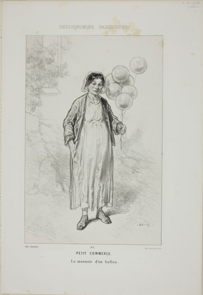 Physionomies Parisiennes: Petit Commerce. La Monnaie d’un Ballon., 1857–58, Paul Gavarni, French,