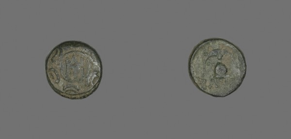 Coin Depicting a Shield, 239/229 BC, issued by King Demetrius II, Greek, Greece, Bronze, Diam. 1.6