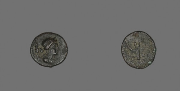 Hexas (Coin) Depicting the Goddess Demeter, after 241 BC, Greek, Greece, Bronze, Diam. 1.7 cm, 3.21