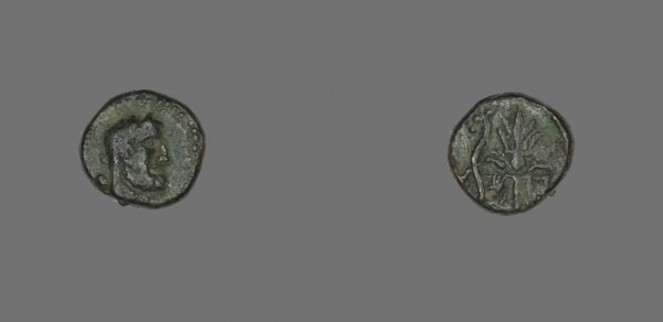 Coin Depicting a Bearded Head, about 300/67 BC, Greek, Greece, Bronze, Diam. 1.3 cm, 2.64 g