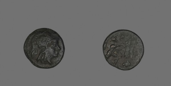 Coin Depicting the Goddess Athena, 277/239 BC or 229/220 BC, Greek, Greece, Bronze, Diam. 1.9 cm, 5
