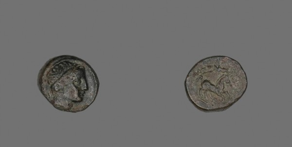 Coin Depicting the God Apollo (?), 336/323 BC, Greek, Greece, Bronze, Diam. 1.7 cm, 4.15 g