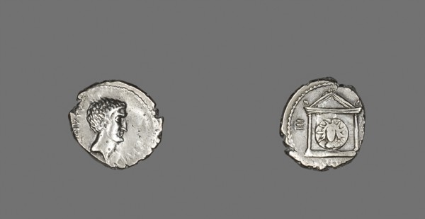 Denarius (Coin) Portraying Mark Antony, 42 BC, Roman, Italy, Silver, Diam. 1.8 cm, 3.49 g