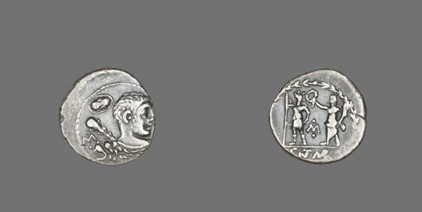 Denarius (Coin) Depicting the Hero Hercules, 100 BC, Roman, minted in Rome, Italy, Silver, Diam. 1