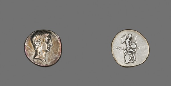 Denarius (Coin) Portraying Octavian, 32/29 BC, Roman, Italy, Silver, Diam. 1.8 cm, 3.92 g