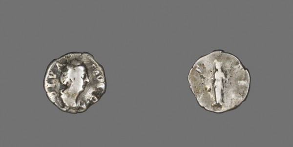 Denarius (Coin) Portraying Empress Faustina the Elder, AD 141, Roman, Milan, Silver, Diam. 1.8 cm,