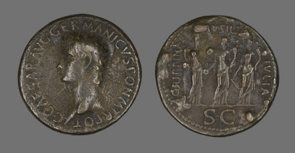 Sestertius (Coin) Portraying Emperor Gaius (Caligula), AD 37/38, Roman, minted in Rome, Rome,