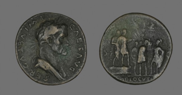 Sestertius (Coin) Portraying Emperor Galba, AD 68, Roman, minted in Rome, Roman Empire, Bronze,