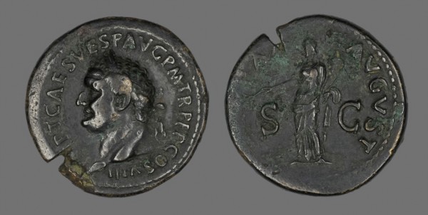 Coin Portraying Emperor Vespasian, AD 76, Roman, Roman Empire, Bronze, Diam. 3.4 cm, 21.48 g