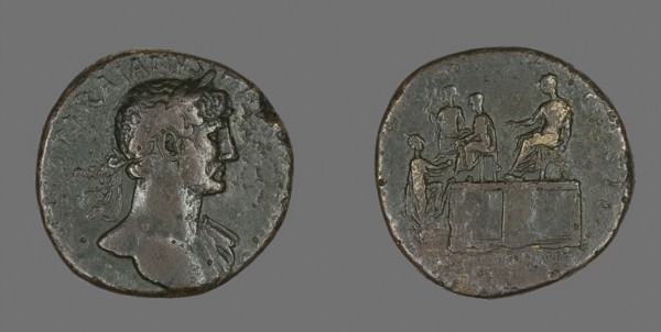 Coin Portraying Emperor Hadrian, AD 118, Roman, Roman Empire, Bronze, Diam. 3.1 cm, 22.42 g