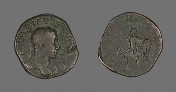 Coin Portraying Emperor Severus Alexander, AD 235, Roman, Roman Empire, Bronze, Diam. 3.1 cm, 22.23