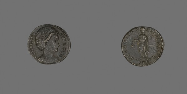 Coin Portraying Empress Helena, AD 305/306, Roman, Roman Empire, Bronze, Diam. 1.9 cm, 2.99 g