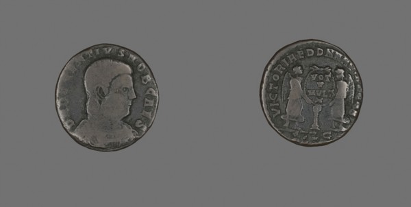 Coin Portraying Emperor Decentius, AD 351/353, Roman, Roman Empire, Bronze, Diam. 2.1 cm, 4.14 g