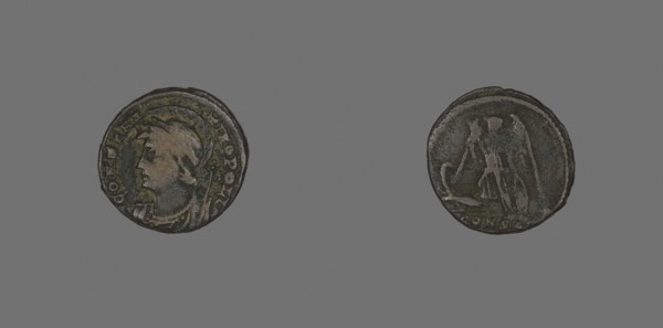 Coin Portraying Emperor Constantine I, about AD 330, Roman, Roman Empire, Bronze, Diam. 1.9 cm, 2