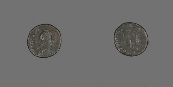 Coin Portraying Emperor Arcadius, AD 383/408, Roman, Roman Empire, Bronze, Diam. 1.7 cm, 2.40 g