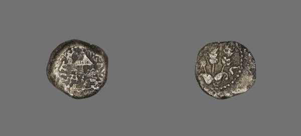 Coin Depicting a Parasol, AD 42/43, reign of King Herod Agrippa I, Roman, Palestine, Israel,