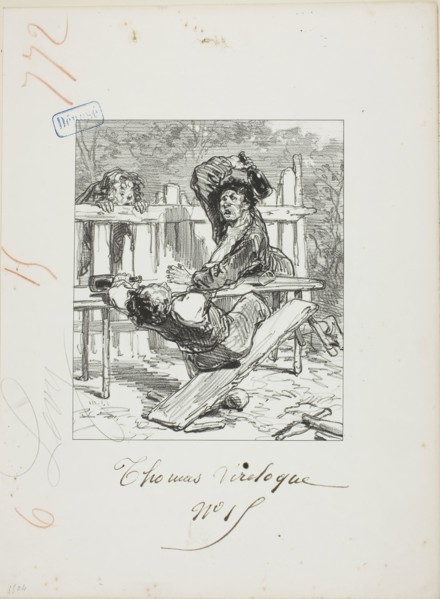 Les Propos de Thomas Vireloque: Brains cracked-but bottles, 1853, Paul Gavarni, French, 1804-1866,