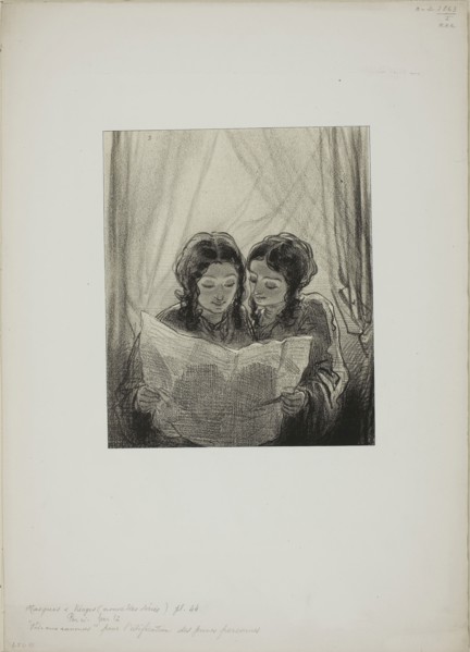 Masks and faces: Look at the announcements, 1857–58, Paul Gavarni, French, 1804-1866, France,