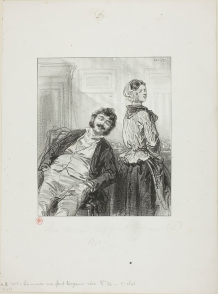Husbands Always Make Me Laugh: Come, Mme. Rabat-joie, shut up, 1853, Paul Gavarni, French,