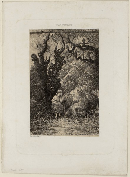 Death and the Young Mother, from Revue Fantaisiste, 1861, Rodolphe Bresdin, French, 1825-1885,