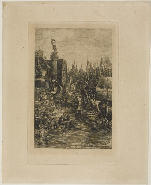 My Dream, 1883, Rodolphe Bresdin, French, 1825-1885, France, Etching on paper, 183 × 119 mm