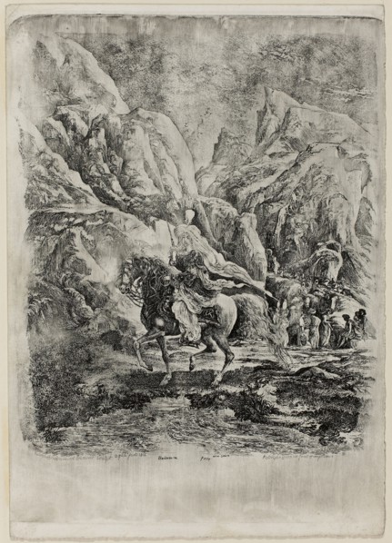Oriental Rider in the Mountains, 1866, Rodolphe Bresdin, French, 1825-1885, France, Etching and