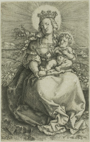 The Virgin on the Grassy Bank, 1520/69, Jacob Binck, German, c. 1500-1569, Germany, Engraving in
