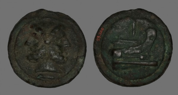 As (Coin) Depicting the God Janus, 225/217 BC, Roman, Roman Empire, Bronze, Diam. 6.6 cm, 262.47 g