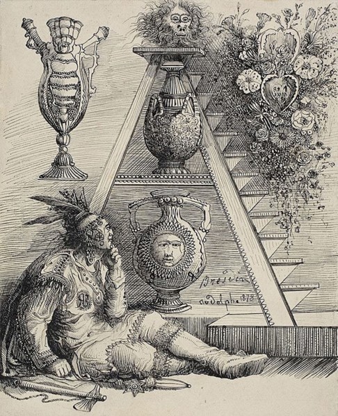 A North American Indian, 1878, Rodolphe Bresdin, French, 1825-1885, France, Pen and black ink, over