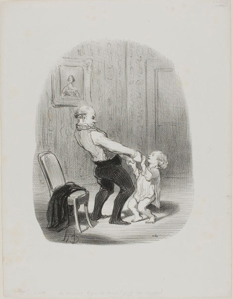 The First Dance Lession, from Les Papas, 1848, Honoré Victorin Daumier, French, 1808-1879, France,