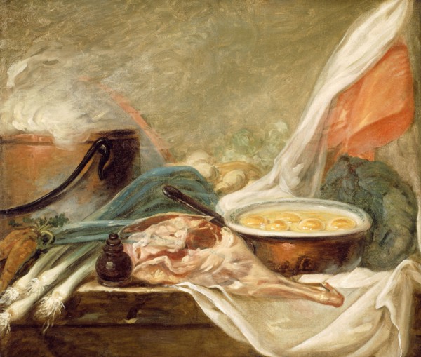 Still Life with Eggs and a Leg of Mutton, 1780/90, French School, France, Oil on canvas, 79.9 × 92