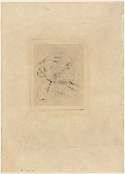 Berthe Morisot, c. 1892, Pierre Auguste Renoir, French, 1841-1919, France, Etching on cream wove