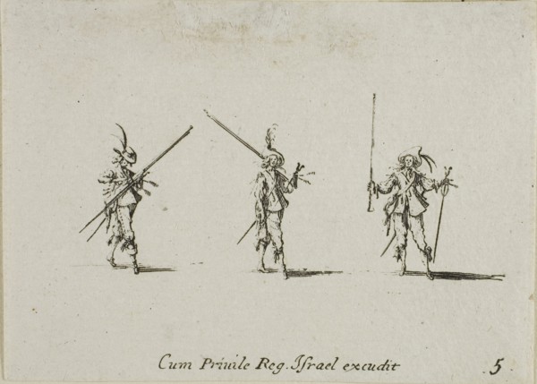 Drill with Tilted Pikes, plate five from The Military Exercises, published 1635, Jacques Callot