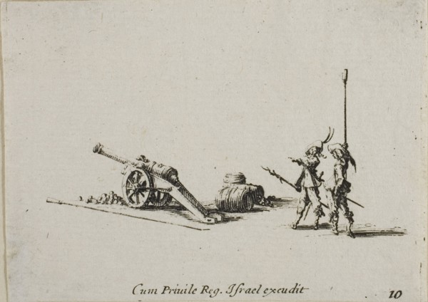 Preparing to Fire the Canon, plate ten from The Military Exercises, published 1635, Jacques Callot