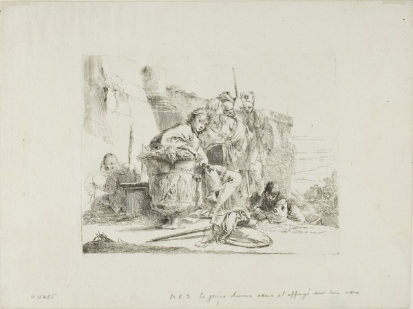 Seated Youth Leaning Against an Urn, from Capricci, 1740/50, published 1785, Giambattista Tiepolo,